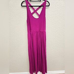 Anthropologie Maeve Fuschia Maxi Dress With Cross Back Size Large